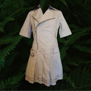 Vintage E Land Cargo Khaki Utility Short Sleeve Embellished Mini Dress, Size L